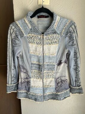 Y2k LULU.H Paris women's mesh and knit zip up cardigan jacket cardigan XS/S